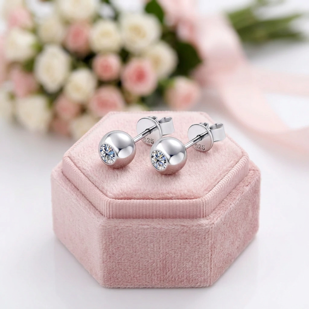 3.5mm Diamond Option Ball Shaped Stud Earrings-Black Diamonds New York