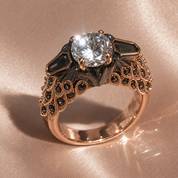 Bat's Kiss Promise Ring- 1.5 Ct Round and Coffin Cut Diamond Option Gothic Ring-Black Diamonds New York