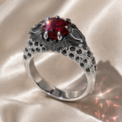 Bat's Kiss Promise Ring- 1.5 Ct Round and Coffin Cut Diamond Option Gothic Ring-Black Diamonds New York