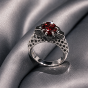 Bat's Kiss Promise Ring- 1.5 Ct Round and Coffin Cut Diamond Option Gothic Ring-Black Diamonds New York