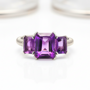 3.75Ct Amethyst Gemstone Rope Band Stackable Ring-Black Diamonds New York