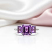 3.75Ct Amethyst Gemstone Rope Band Stackable Ring-Black Diamonds New York