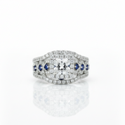 3Pcs 2.6Ct White Blue Diamond Option Ring Set-Black Diamonds New York