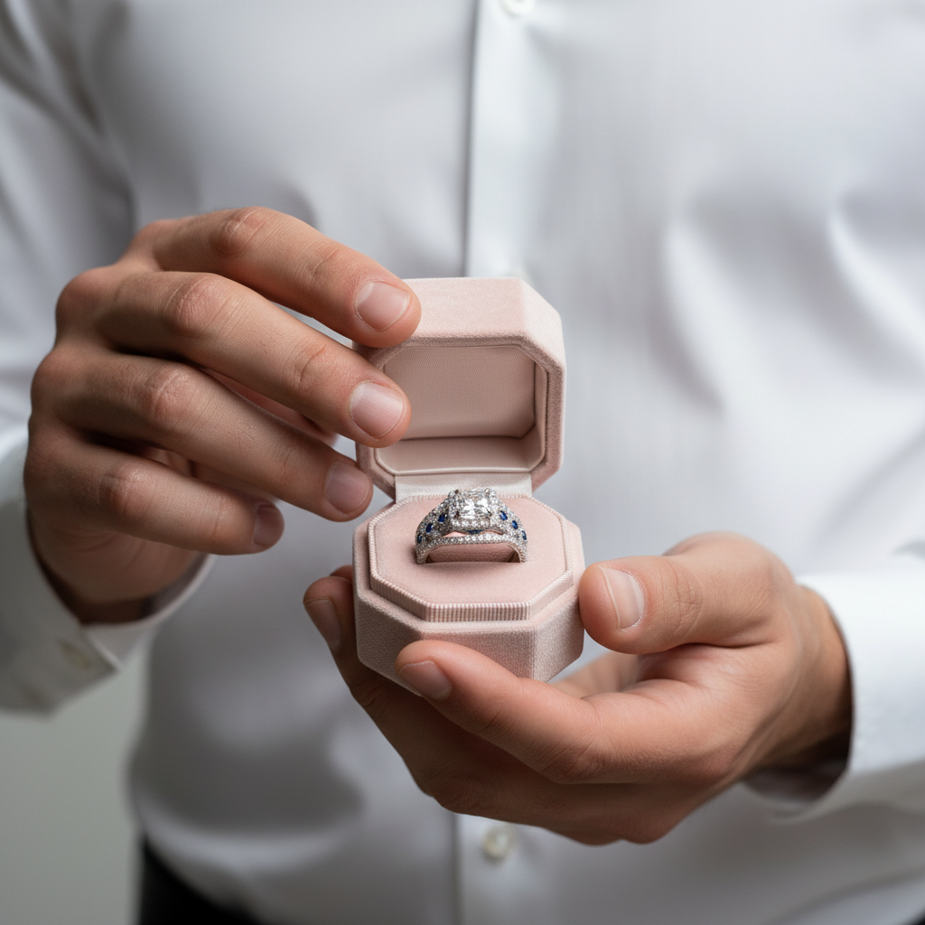 3Pcs 2.6Ct White Blue Diamond Ring Set-Black Diamonds New York