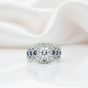 3Pcs 2.6Ct White Blue Diamond Ring Set-Black Diamonds New York