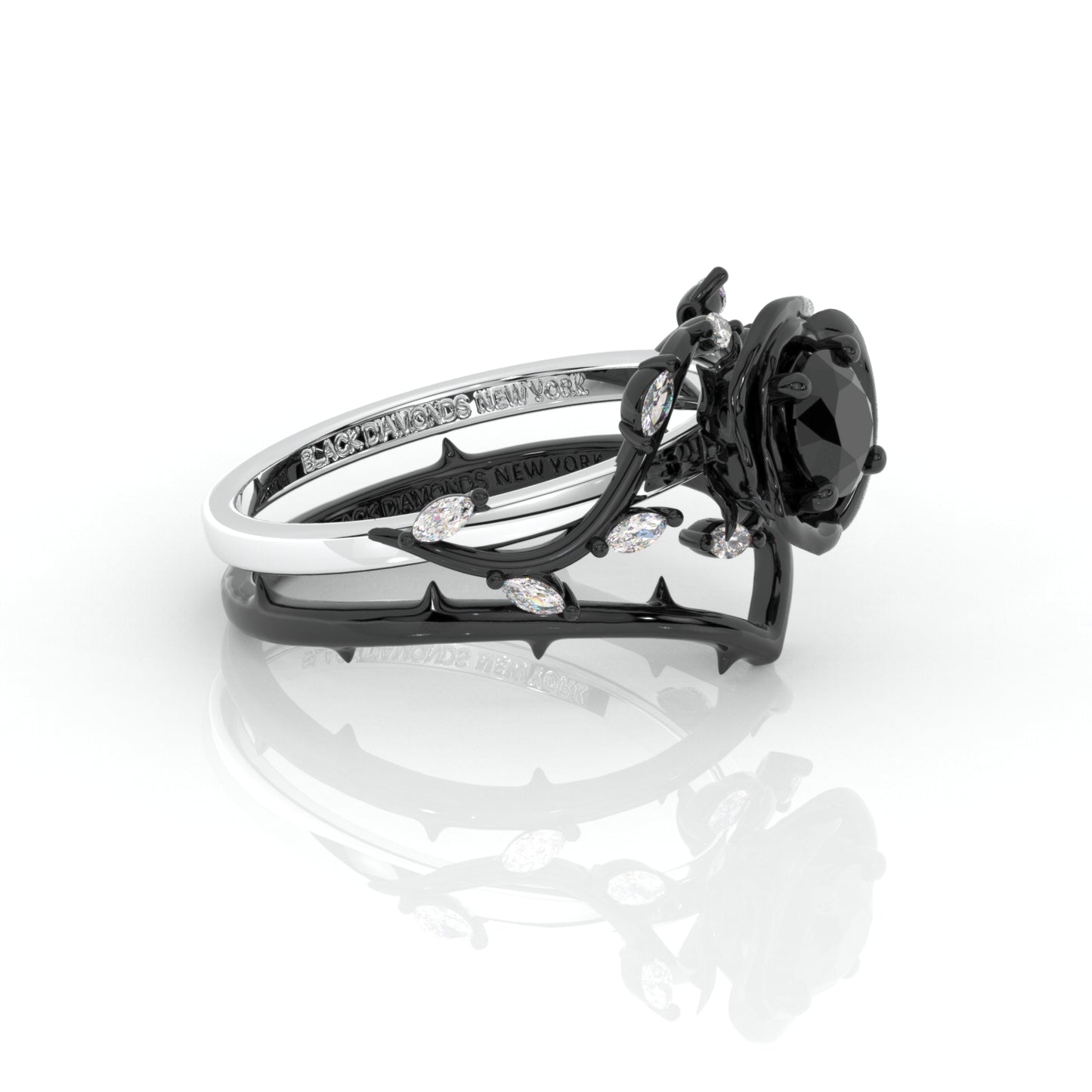 Black Rose- .50ct Round Cut Moissanite 14k Gold Modern Goth Engagement Ring