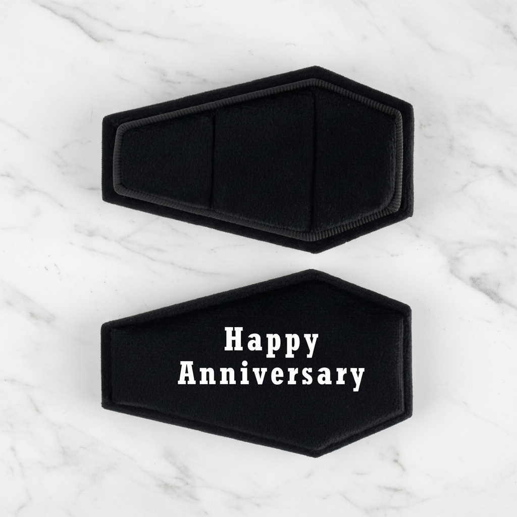 Married Till Buried Personalized Coffin Ring Box-Black Diamonds New York