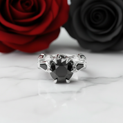 Through Eternity Ring- 3 ct Round Cut Diamond with Spider Legs Gothic Wedding Ring-Black Diamonds New York