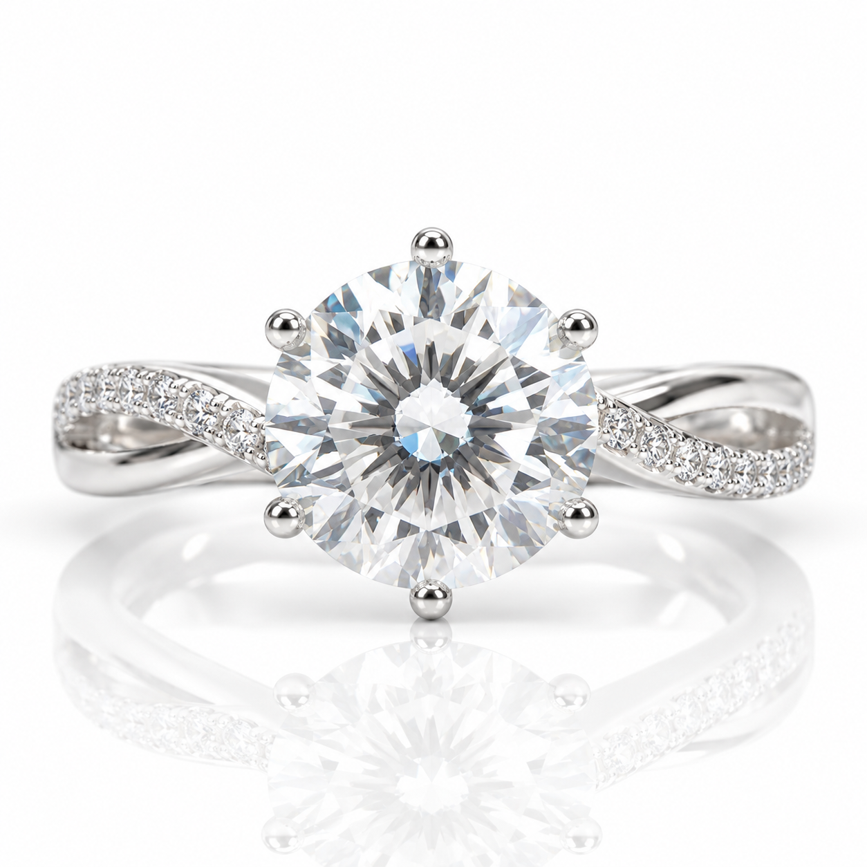 3 Carat Round Cut Diamond Option 6 Claw Engagement Ring-Black Diamonds New York