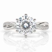 3 Carat Round Cut Diamond Option 6 Claw Engagement Ring-Black Diamonds New York