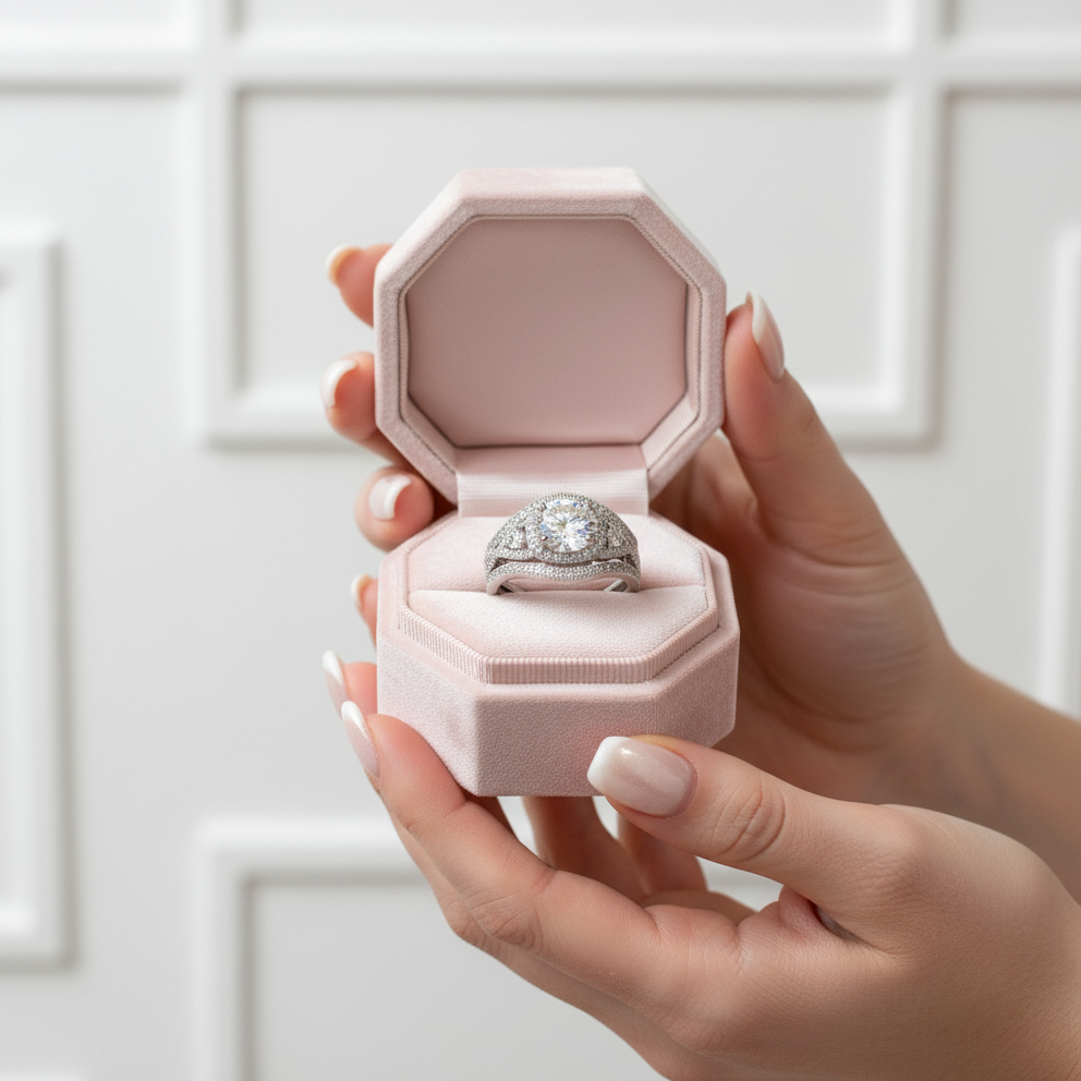 3 Piece Round Cut Diamond Engagement Ring Set-Black Diamonds New York