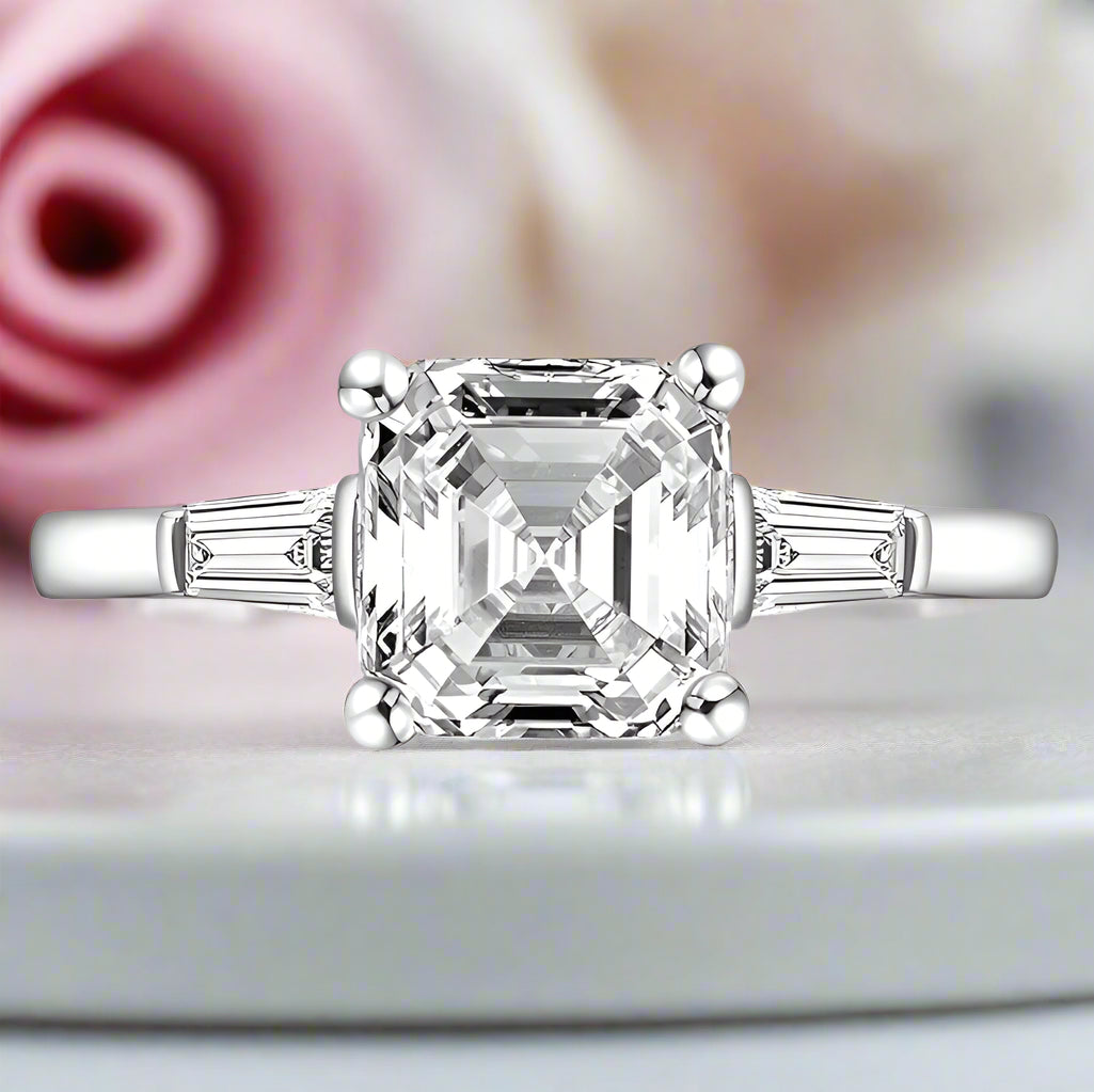 3ct Asscher Cut Diamond Engagement Ring-Black Diamonds New York