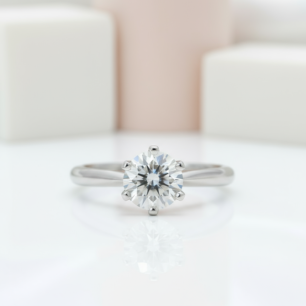 3.0 Ct Classic 6 Prong Round Cut Diamond Engagement Ring-Black Diamonds New York