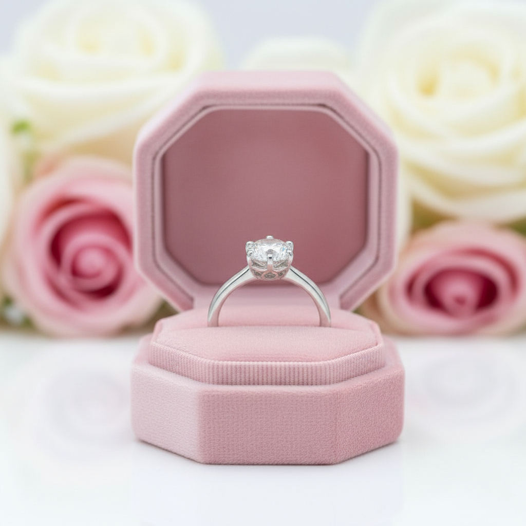 3.0 Ct Classic 6 Prong Round Cut Diamond Engagement Ring-Black Diamonds New York