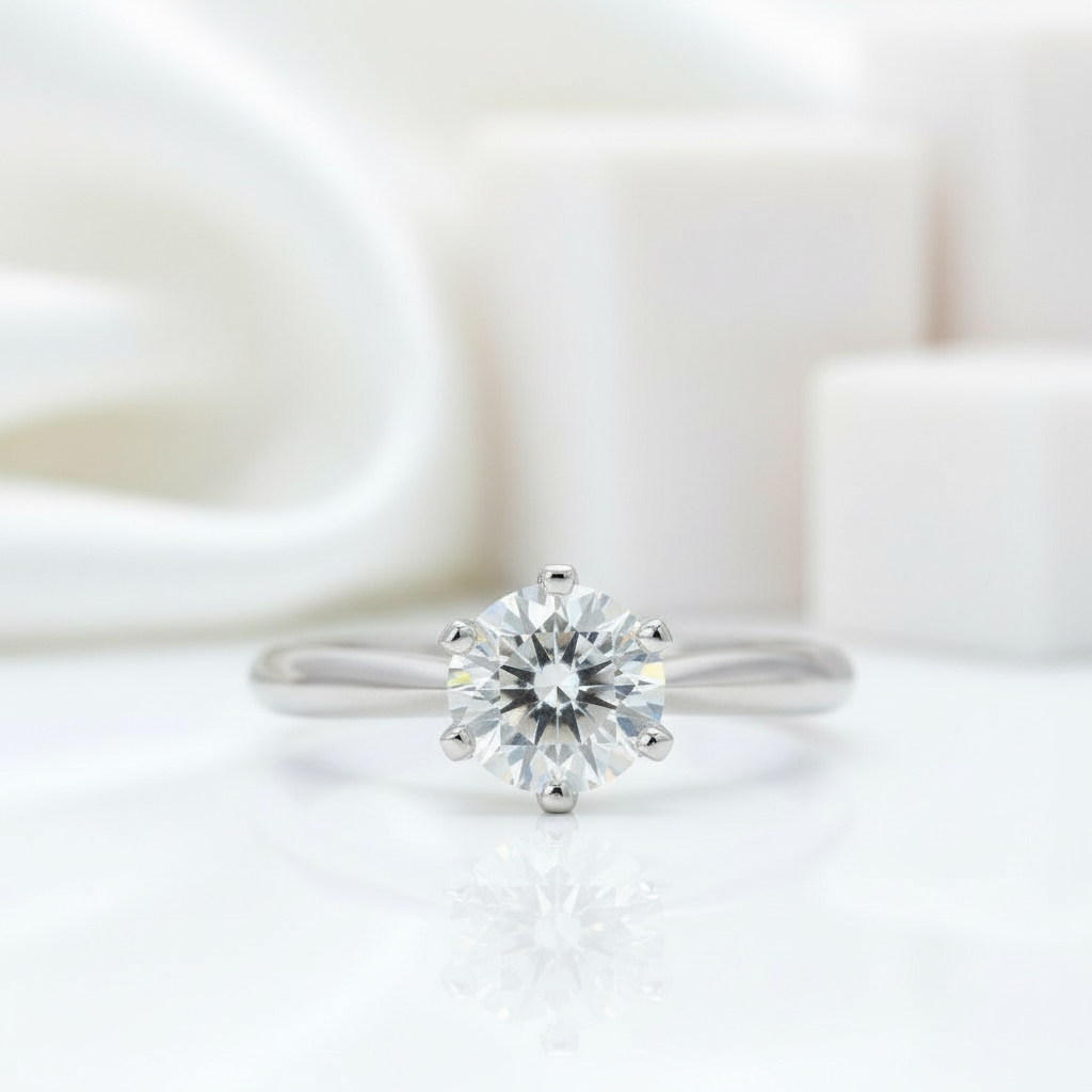 3.0 Ct Classic 6 Prong Round Cut Diamond Engagement Ring-Black Diamonds New York