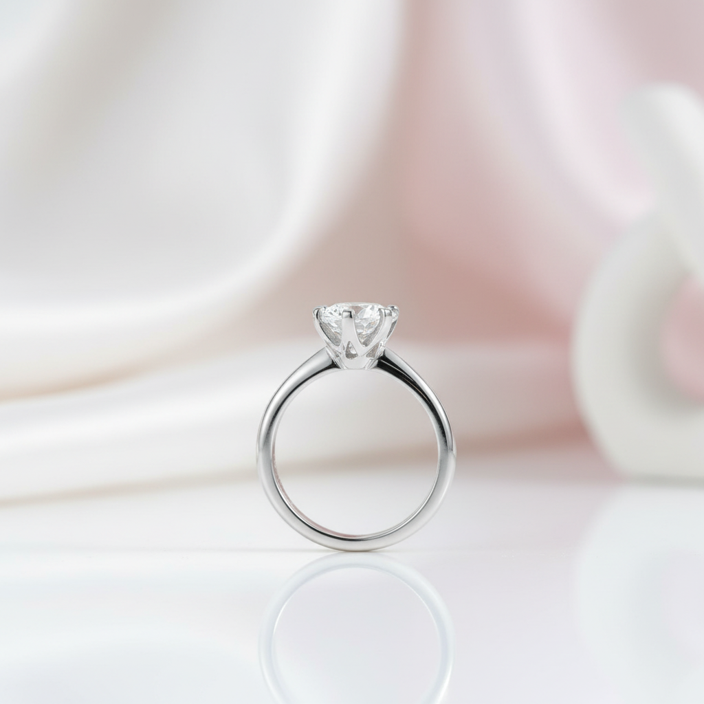 3.0 Ct Classic 6 Prong Round Cut Diamond Option Engagement Ring-Black Diamonds New York