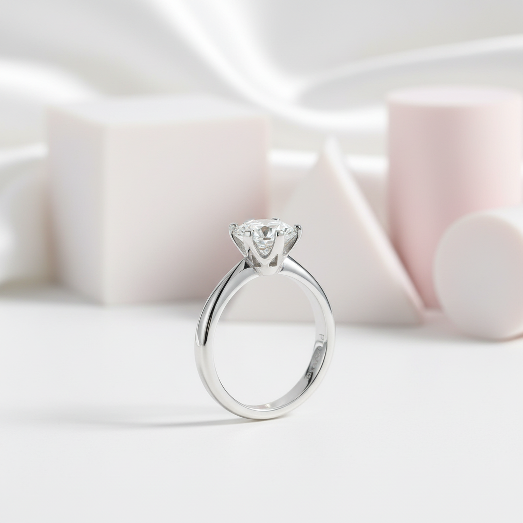 3.0 Ct Classic 6 Prong Round Cut Diamond Engagement Ring-Black Diamonds New York