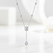 3ct Emerald Cut and Pear Cut Diamond Option Necklace-Black Diamonds New York