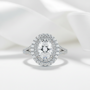 3ct Halo Oval Cut Diamond Option Double Halo Engagement Ring-Black Diamonds New York