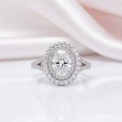 3ct Halo Oval Cut Diamond Option Double Halo Engagement Ring-Black Diamonds New York