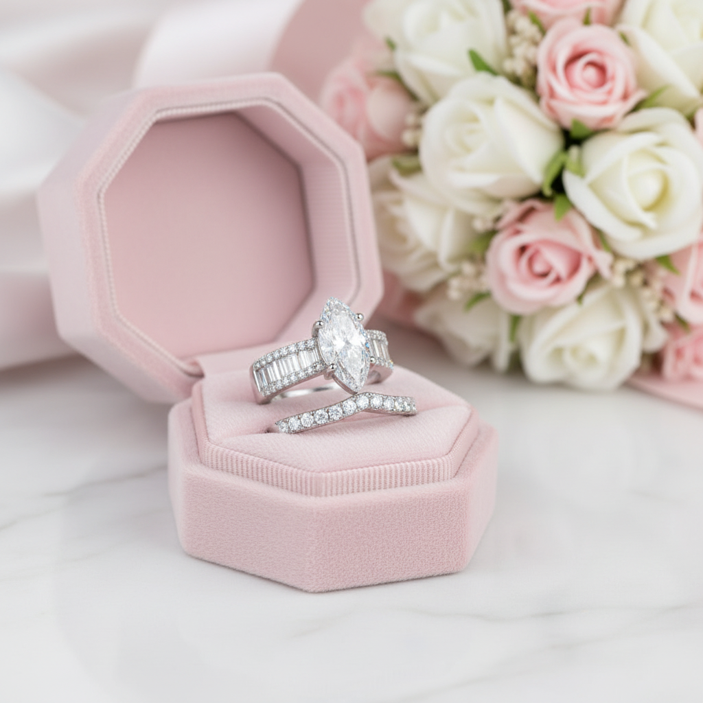 3ct Marquise Diamond Option Ring Set-Black Diamonds New York