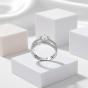 3ct Diamond Four Prong Interweaving Engagement Ring-Black Diamonds New York