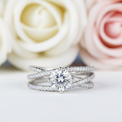 3ct Diamond Four Prong Interweaving Engagement Ring-Black Diamonds New York