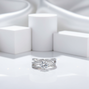 3ct Diamond Four Prong Interweaving Engagement Ring-Black Diamonds New York