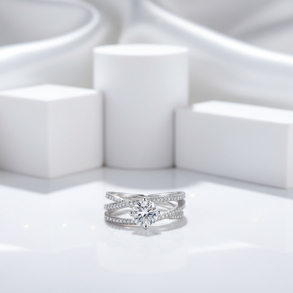 3ct Diamond Four Prong Interweaving Engagement Ring-Black Diamonds New York