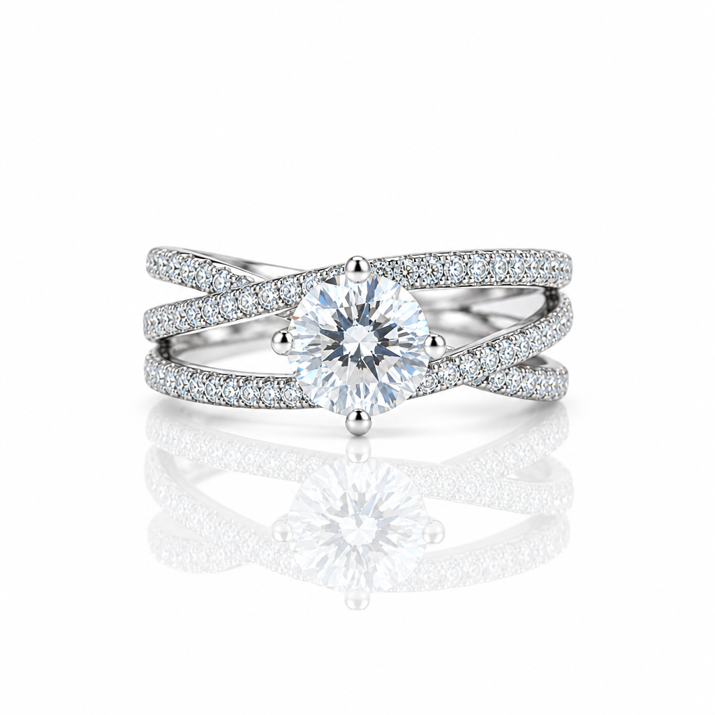 3ct Diamond Option Four Prong Interweaving Engagement Ring-Black Diamonds New York