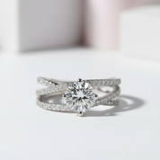 3ct Diamond Four Prong Interweaving Engagement Ring-Black Diamonds New York