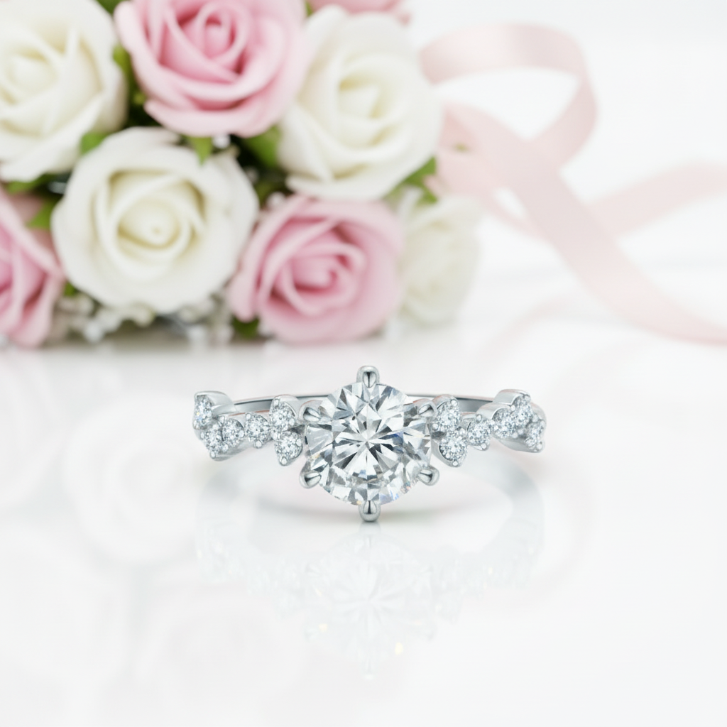 3ct Diamond Option Six Prong Engagement Ring-Black Diamonds New York