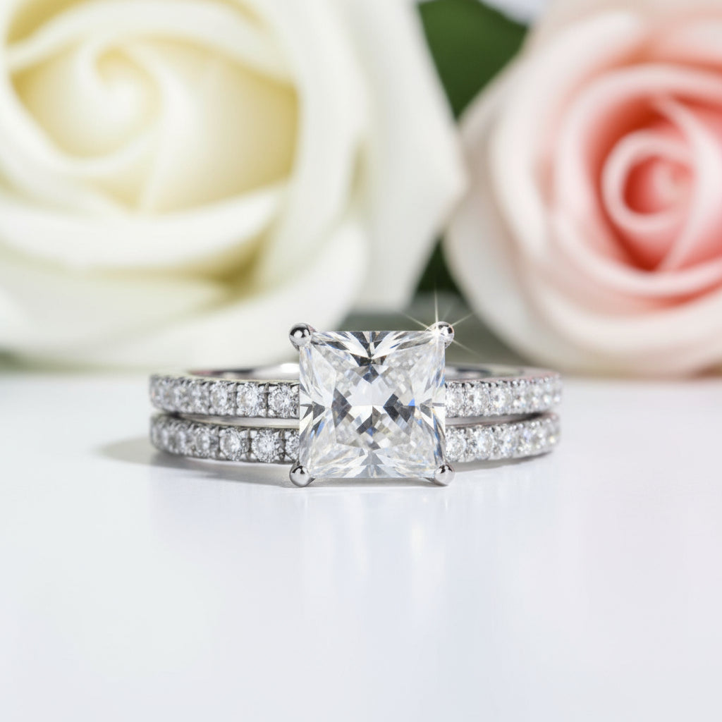 3ct Princess Cut Diamond Engagement Ring Set-Black Diamonds New York