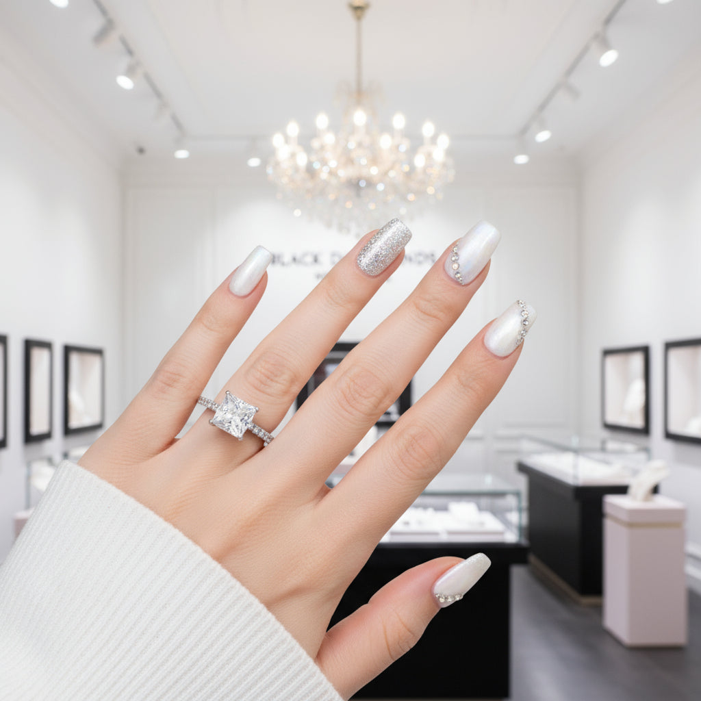 3ct Princess Cut Diamond Engagement Ring Set-Black Diamonds New York