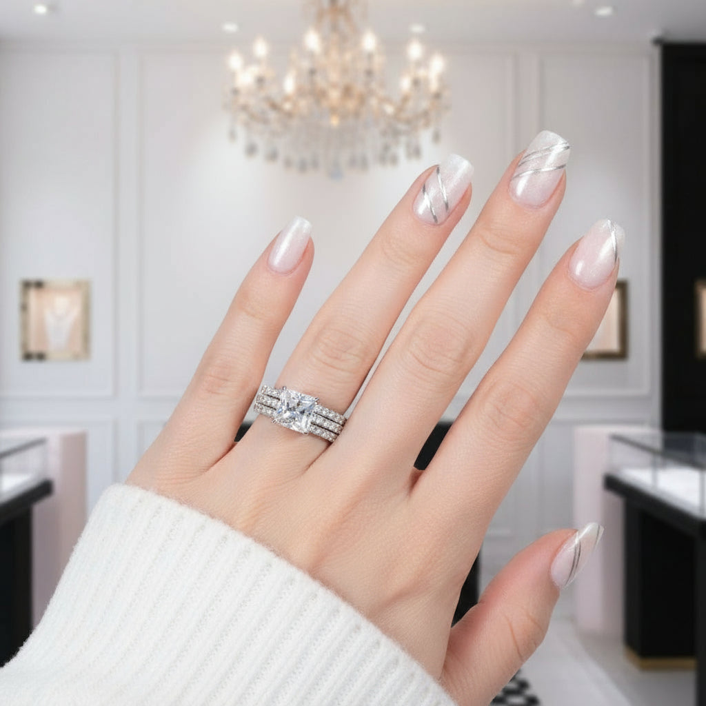 3ct Princess Cut Diamond Engagement Ring Set-Black Diamonds New York