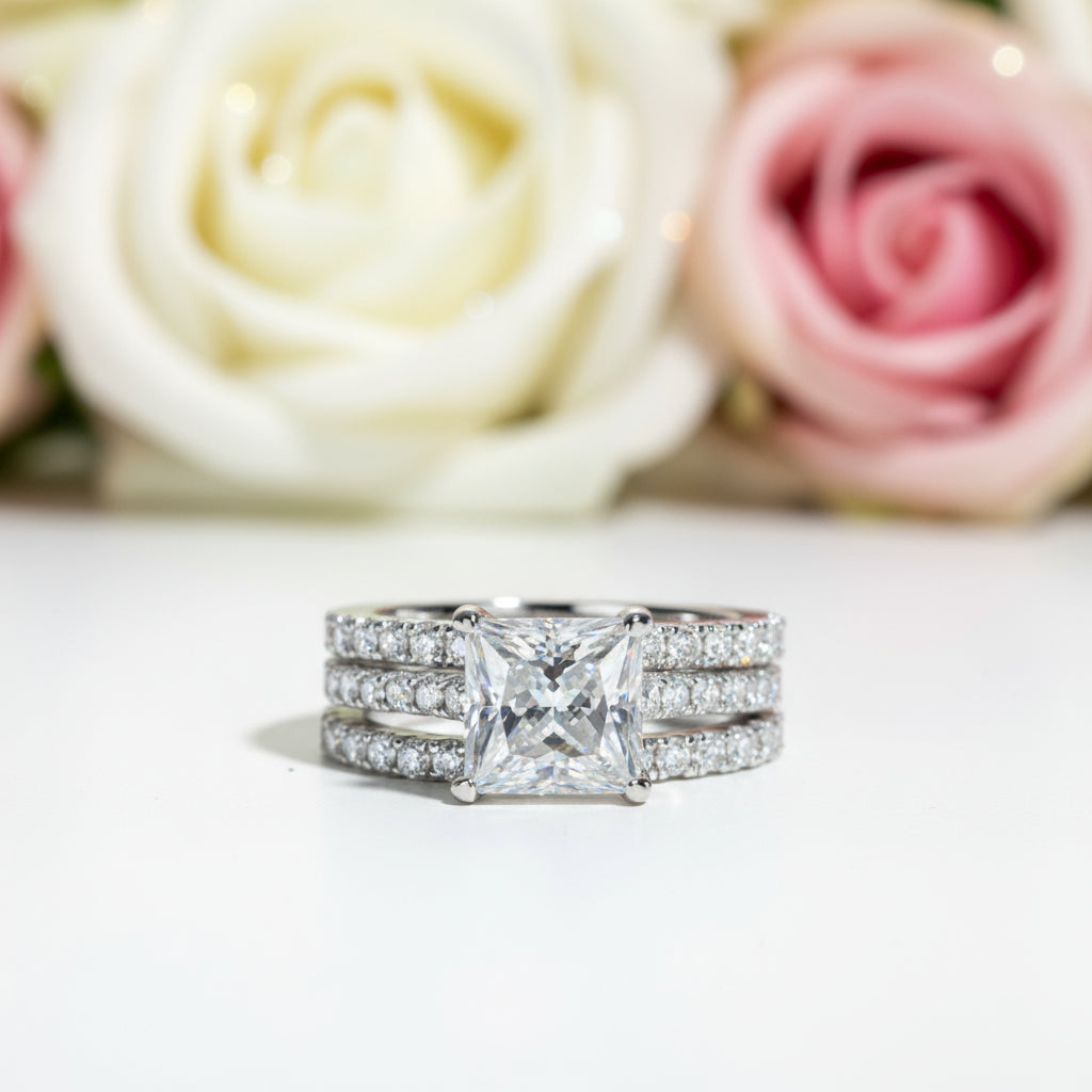 3ct Princess Cut Diamond Engagement Ring Set-Black Diamonds New York