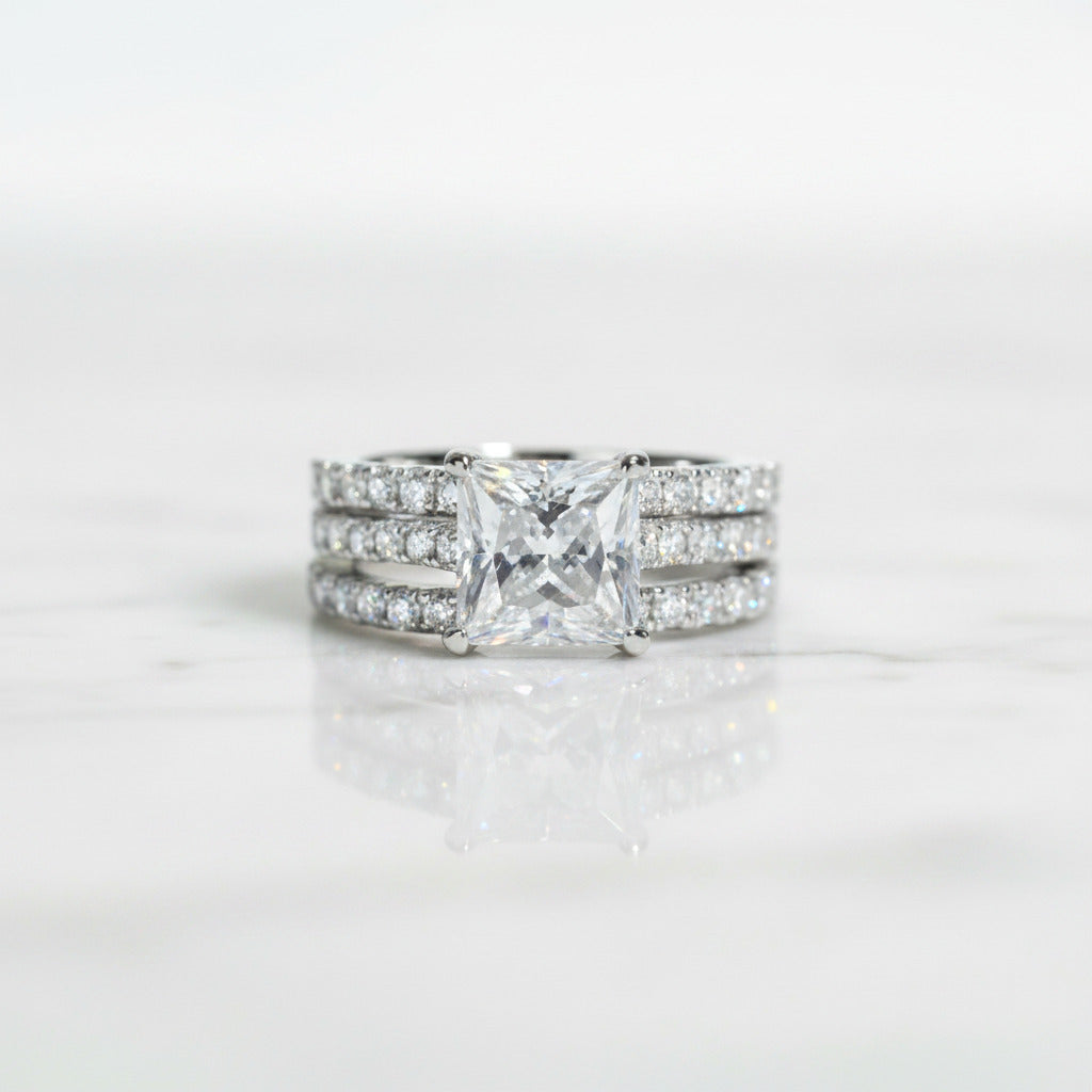 3ct Princess Cut Diamond Option Engagement Ring Set-Black Diamonds New York