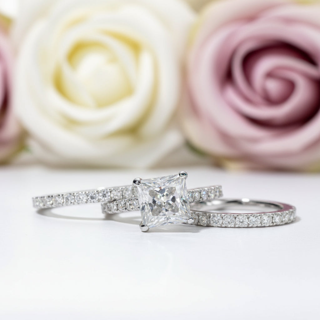 3ct Princess Cut Diamond Engagement Ring Set-Black Diamonds New York