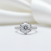 Diamond ring on a soft white background