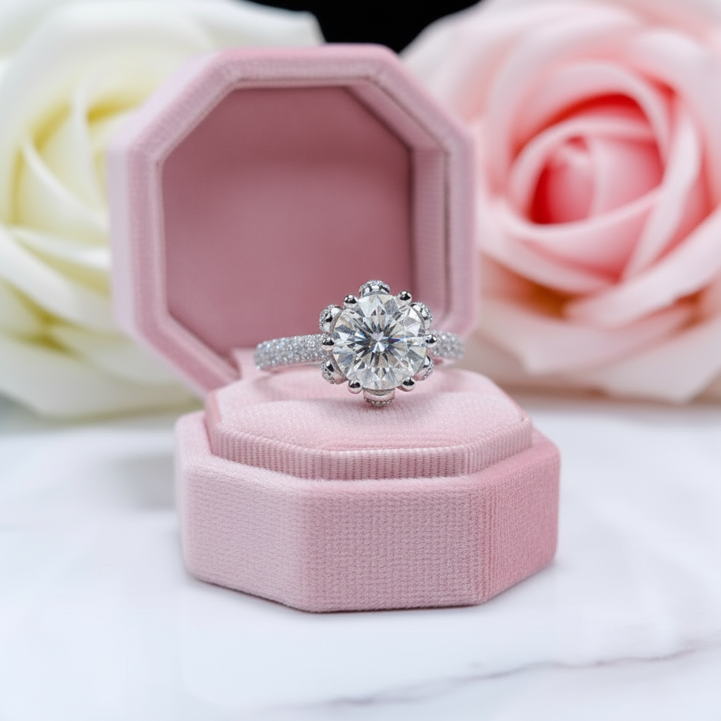 3ct Round Cut Crackling Diamond Engagement Ring-Black Diamonds New York