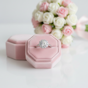 3.0 Ct Round Cut Crackling Diamond Option Flower Halo Engagement Ring-Black Diamonds New York
