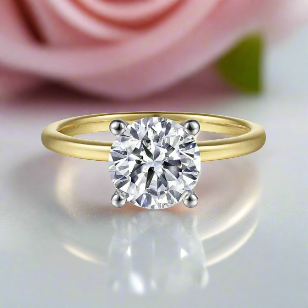 3ct Round Cut Diamond Classic Four Prong Engagement Ring-Black Diamonds New York