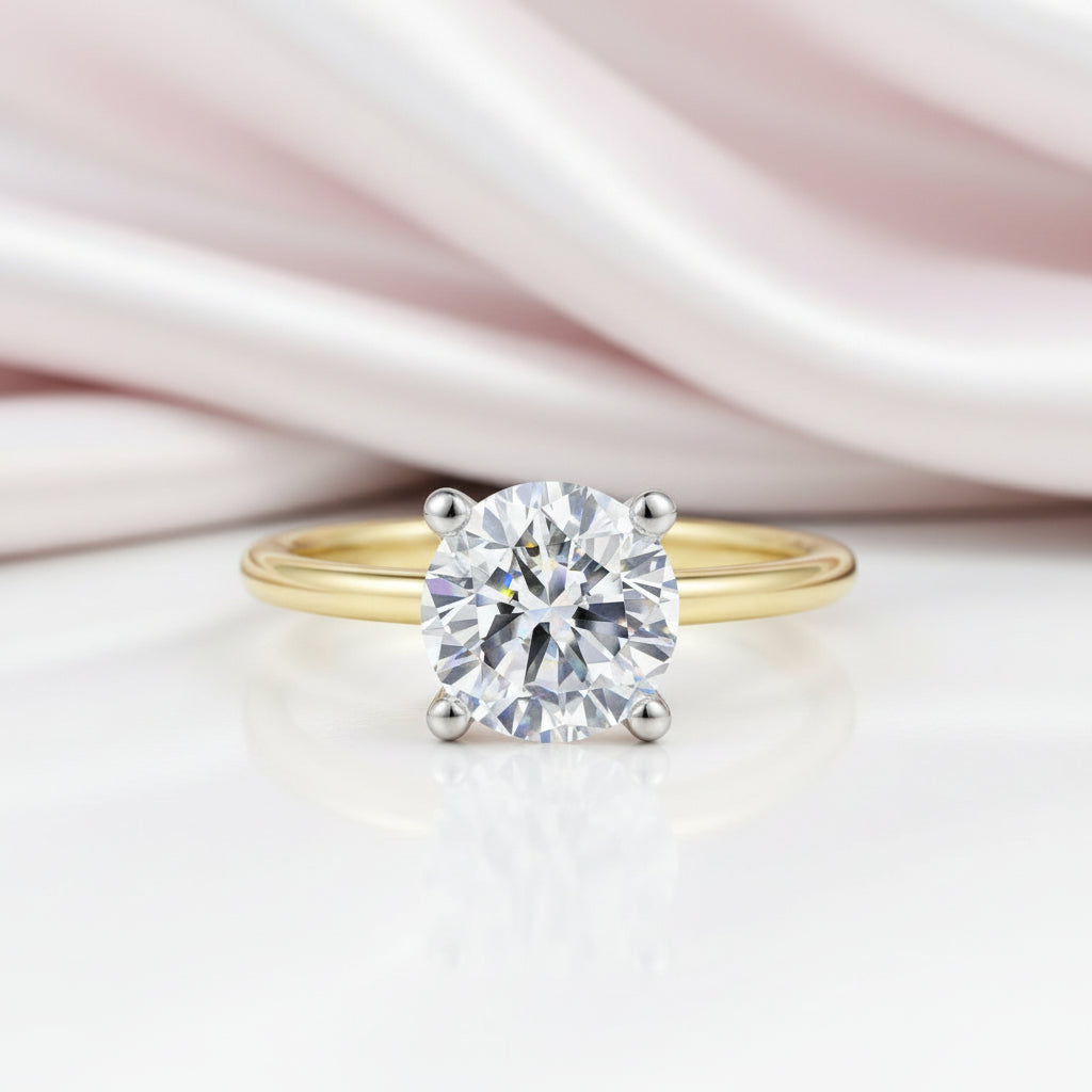 3ct Round Cut Diamond Option Classic Four Prong Engagement Ring-Black Diamonds New York