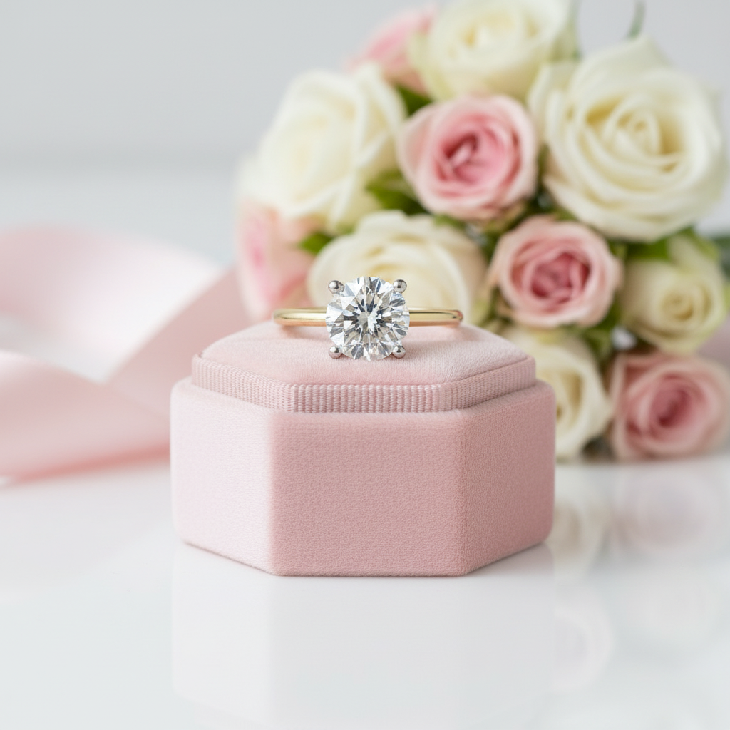 3ct Round Cut Diamond Classic Four Prong Engagement Ring-Black Diamonds New York