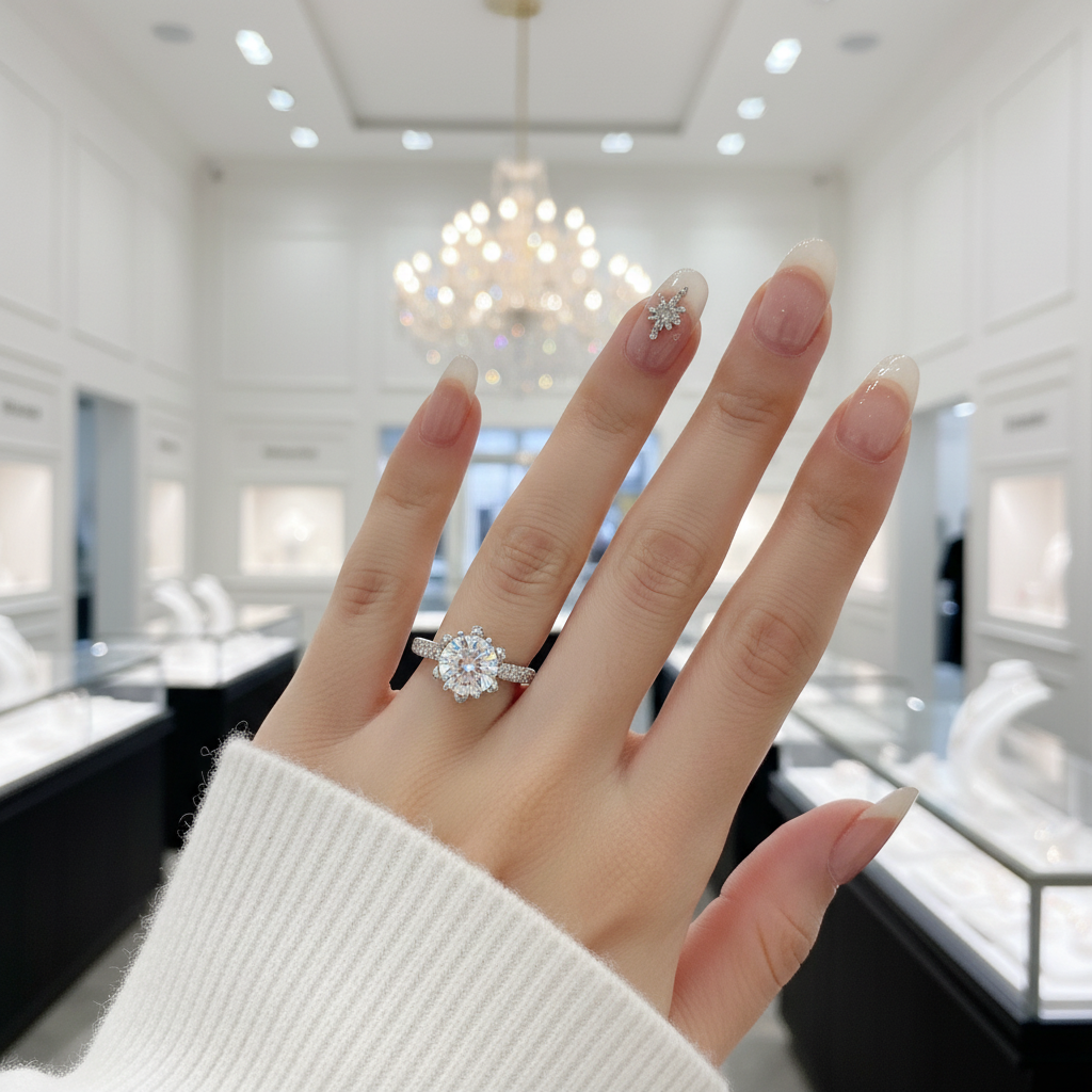 3ct Round Cut Diamond Option Snowflake Queen Engagement Ring-Black Diamonds New York