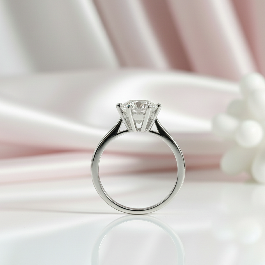 3ct Round Diamond Classic Engagement Ring-Black Diamonds New York