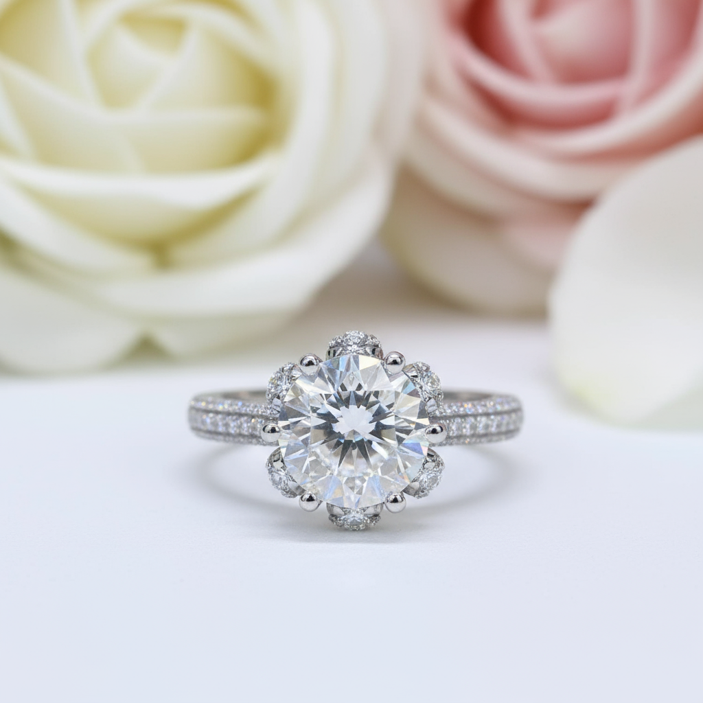 3ct Six Prong Bouquet Engagement Ring-Black Diamonds New York