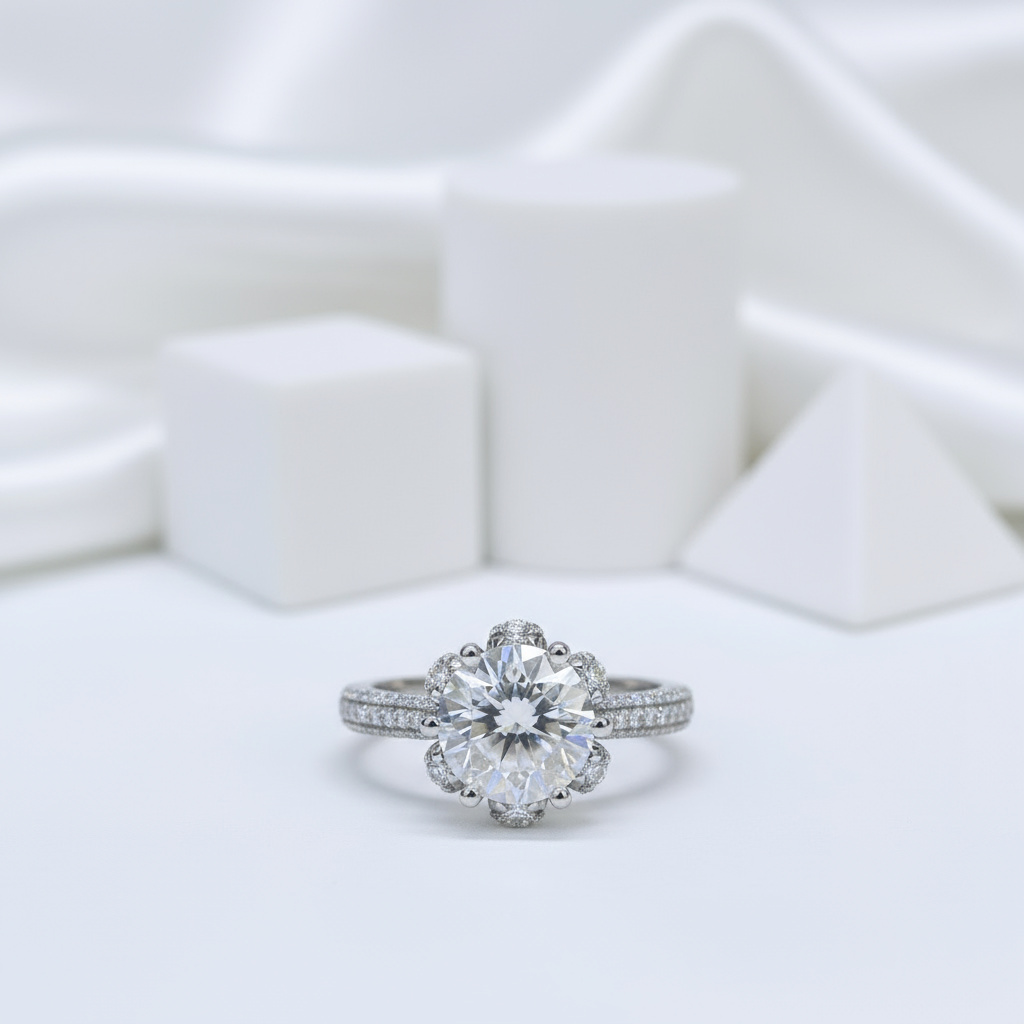 3ct Six Prong Bouquet Engagement Ring-Black Diamonds New York