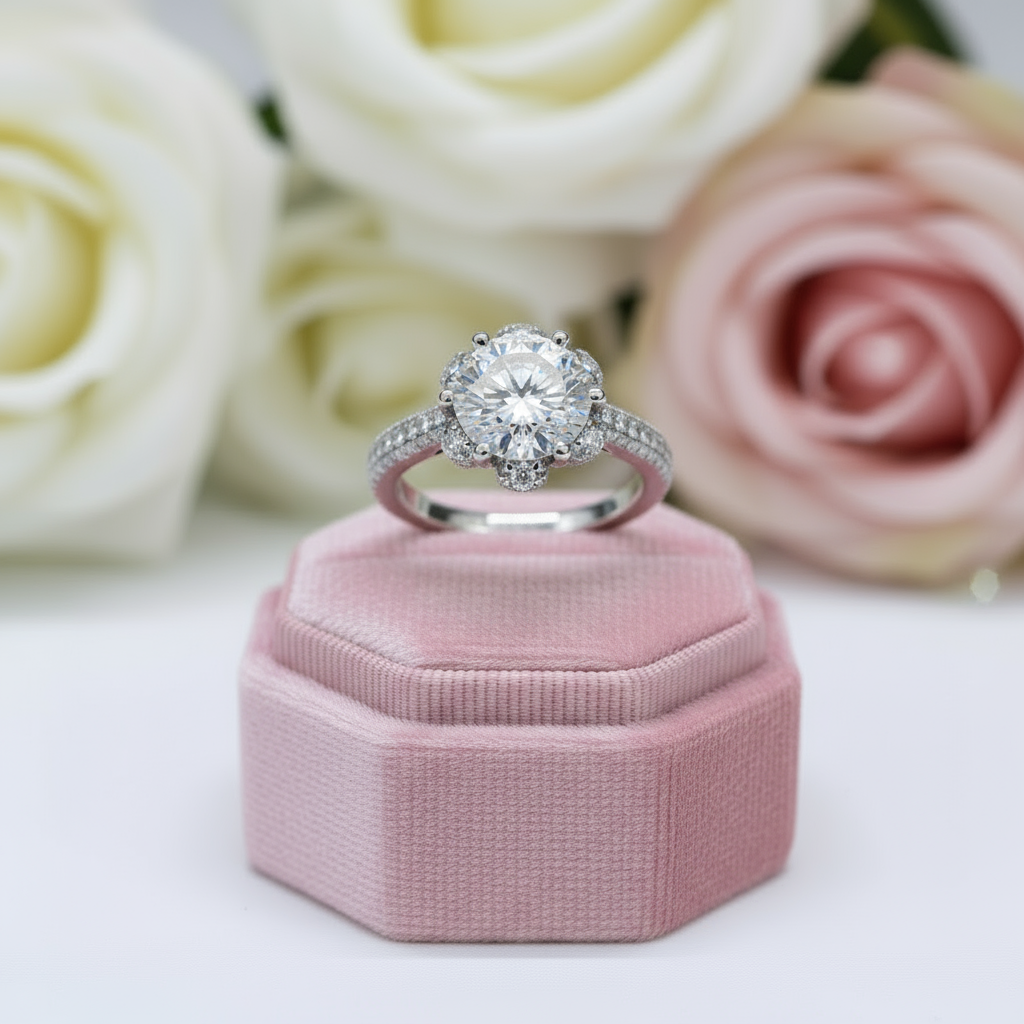 3ct Six Prong Bouquet Engagement Ring-Black Diamonds New York