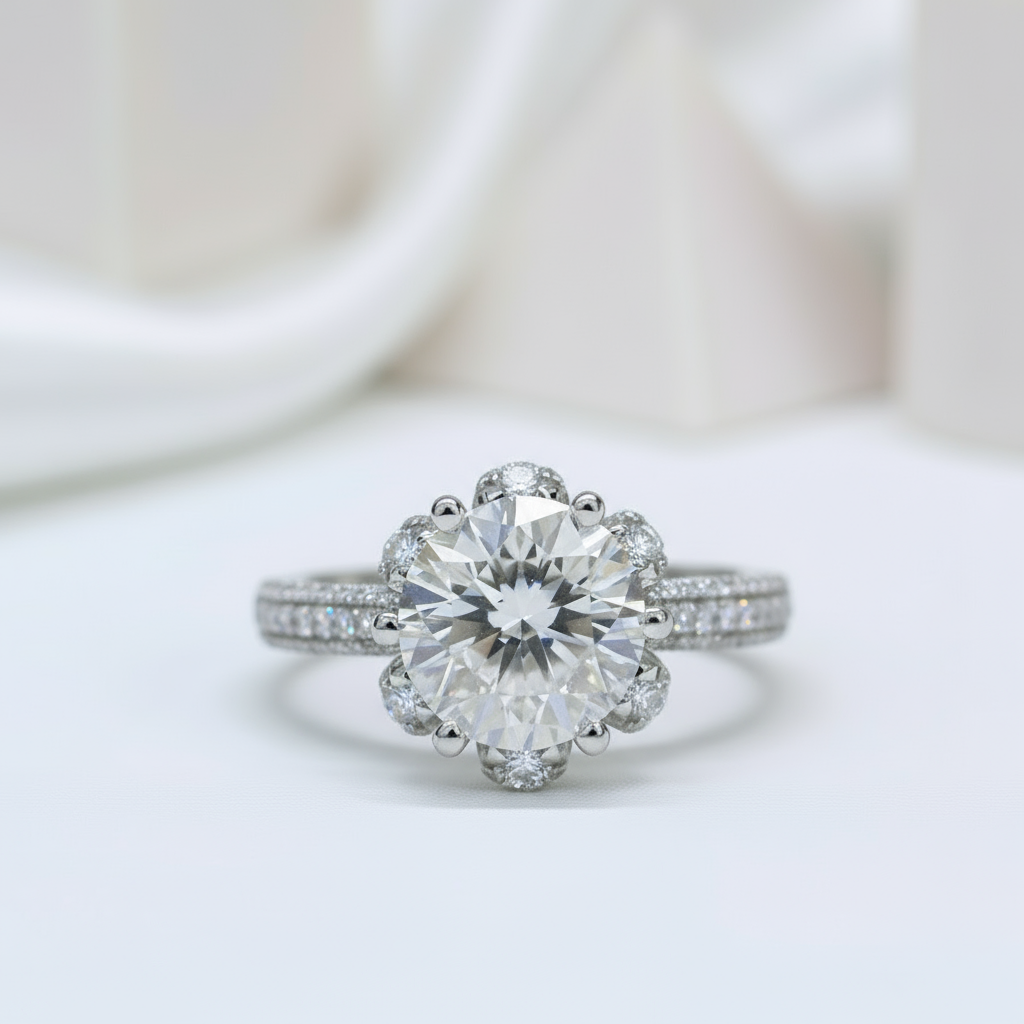 3ct Six Prong Bouquet Engagement Ring-Black Diamonds New York